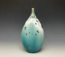 Load image into Gallery viewer, Wintergreen Crystalline Glazed Teardrop Vase