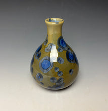 Load image into Gallery viewer, Tan and Blue Crystalline Glazed Teardrop Mini Vase
