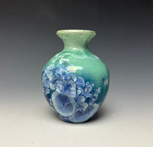 Load image into Gallery viewer, Crystalline Glazed Mini Vase in Light Green with Blue