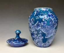 Load image into Gallery viewer, Blue and Silver Crystalline Glazed Jar