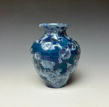 Load image into Gallery viewer, Crystalline Glazed Mini Vase in Atlantic Storm Blue 7