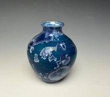 Load image into Gallery viewer, Crystalline Glazed Mini Vase in Atlantic Storm Blue
