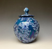 Load image into Gallery viewer, Crystalline Glazed Jar in Atlantic Storm Blue #1
