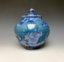 Load image into Gallery viewer, Blue and Silver Crystalline Glazed Jar