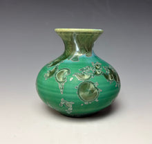 Load image into Gallery viewer, Emerald Green & Silver Crystalline Glazed Mini Vase