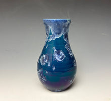 Load image into Gallery viewer, Crystalline Glazed Mini Vase in Atlantic Storm Blue 4