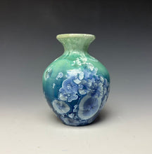 Load image into Gallery viewer, Crystalline Glazed Mini Vase in Light Green with Blue