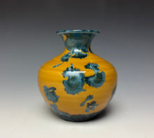 Load image into Gallery viewer, Blue and Orange Crystalline Mini Vase