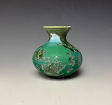 Load image into Gallery viewer, Emerald Green & Silver Crystalline Glazed Mini Vase