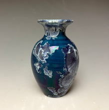 Load image into Gallery viewer, Crystalline Glazed Mini Vase in Atlantic Storm Blue