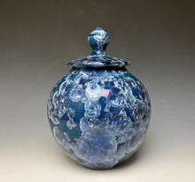 Load image into Gallery viewer, Crystalline Glazed Jar in Atlantic Storm Blue #1