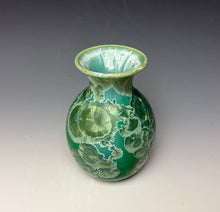 Load image into Gallery viewer, Emerald Green & Silver Crystalline Glazed Vase