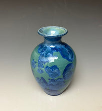 Load image into Gallery viewer, Teal Blue Crystalline Glazed Mini Vase 4