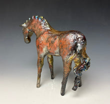 Load image into Gallery viewer, Copper Satin Raku Horse 878