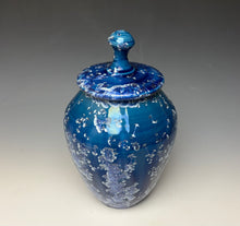 Load image into Gallery viewer, Blue and Silver Crystalline Glazed Jar