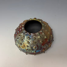 Load image into Gallery viewer, Rainbow Copper Raku Urchin AirPlant Vase #4