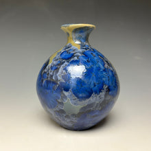 Load image into Gallery viewer, Tan and Blue Crystalline Glazed Teardrop Mini Vase 2