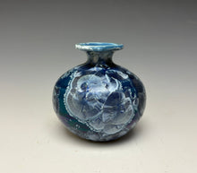 Load image into Gallery viewer, Crystalline Glazed Mini Vase in Atlantic Storm Blue 3