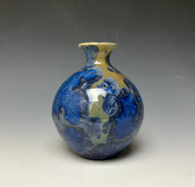 Load image into Gallery viewer, Tan and Blue Crystalline Glazed Teardrop Mini Vase 2
