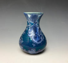 Load image into Gallery viewer, Crystalline Glazed Mini Vase in Atlantic Storm Blue 2