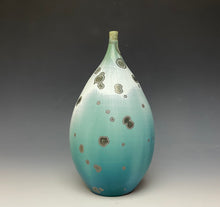 Load image into Gallery viewer, Wintergreen Crystalline Glazed Teardrop Vase