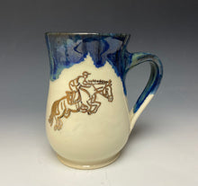 Load image into Gallery viewer, Gold Jumping Horse & Rider Mug- Galaxy Blue #1