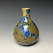 Load image into Gallery viewer, Tan and Blue Crystalline Glazed Teardrop Mini Vase