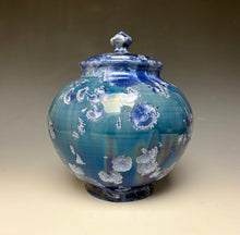 Load image into Gallery viewer, Blue and Silver Crystalline Glazed Jar