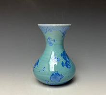 Load image into Gallery viewer, Teal Blue Crystalline Glazed Mini Vase 2