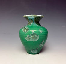Load image into Gallery viewer, Emerald Green & Silver Crystalline Glazed Mini Vase #2