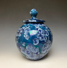 Load image into Gallery viewer, Crystalline Glazed Jar in Atlantic Storm Blue #1