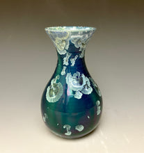 Load image into Gallery viewer, Deep Aqua Crystalline Glazed Mini Vase