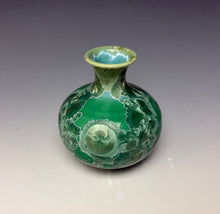 Load image into Gallery viewer, Emerald Green & Silver Crystalline Glazed Mini Vase 2