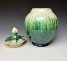 Load image into Gallery viewer, Ivory and Emerald Crystalline Jar