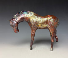 Load image into Gallery viewer, Copper Rainbow Satin Raku Horse 876