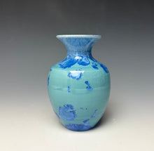 Load image into Gallery viewer, Teal Blue Crystalline Glazed Mini Vase