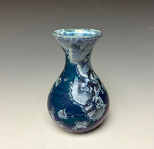 Load image into Gallery viewer, Crystalline Glazed Mini Vase in Atlantic Storm Blue
