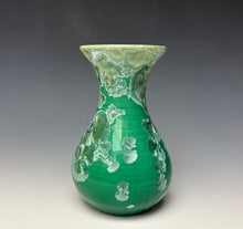 Load image into Gallery viewer, Emerald Green & Silver Crystalline Glazed Mini Vase