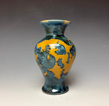Load image into Gallery viewer, Blue and Orange Crystalline Mini Vase 2