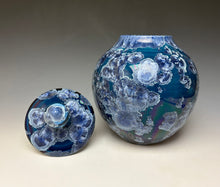 Load image into Gallery viewer, Crystalline Glazed Jar in Atlantic Storm Blue #1