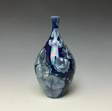 Load image into Gallery viewer, Crystalline Glazed Mini Vase in Atlantic Storm Blue 5