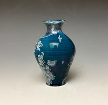 Load image into Gallery viewer, Crystalline Glazed Mini Vase in Atlantic Storm Blue 3