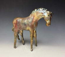 Load image into Gallery viewer, Copper Satin Raku Horse 878