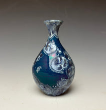 Load image into Gallery viewer, Crystalline Glazed Mini Vase in Atlantic Storm Blue
