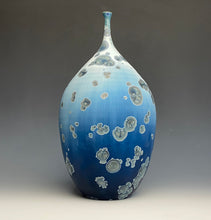 Load image into Gallery viewer, Deep Ocean Blue and Silver Crystalline Teardrop Vase