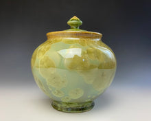 Load image into Gallery viewer, Olive Green Crystalline Glazed Jar
