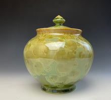 Load image into Gallery viewer, Olive Green Crystalline Glazed Jar
