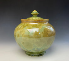 Load image into Gallery viewer, Olive Green Crystalline Glazed Jar