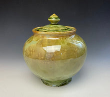 Load image into Gallery viewer, Olive Green Crystalline Glazed Jar