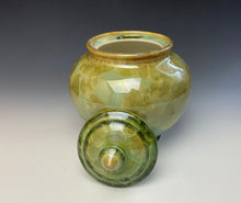 Load image into Gallery viewer, Olive Green Crystalline Glazed Jar